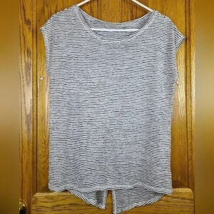 Athleta heathered striped knit tulip cross back top